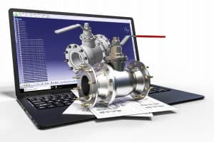 3D rendering representing a computer aided design. Engineer